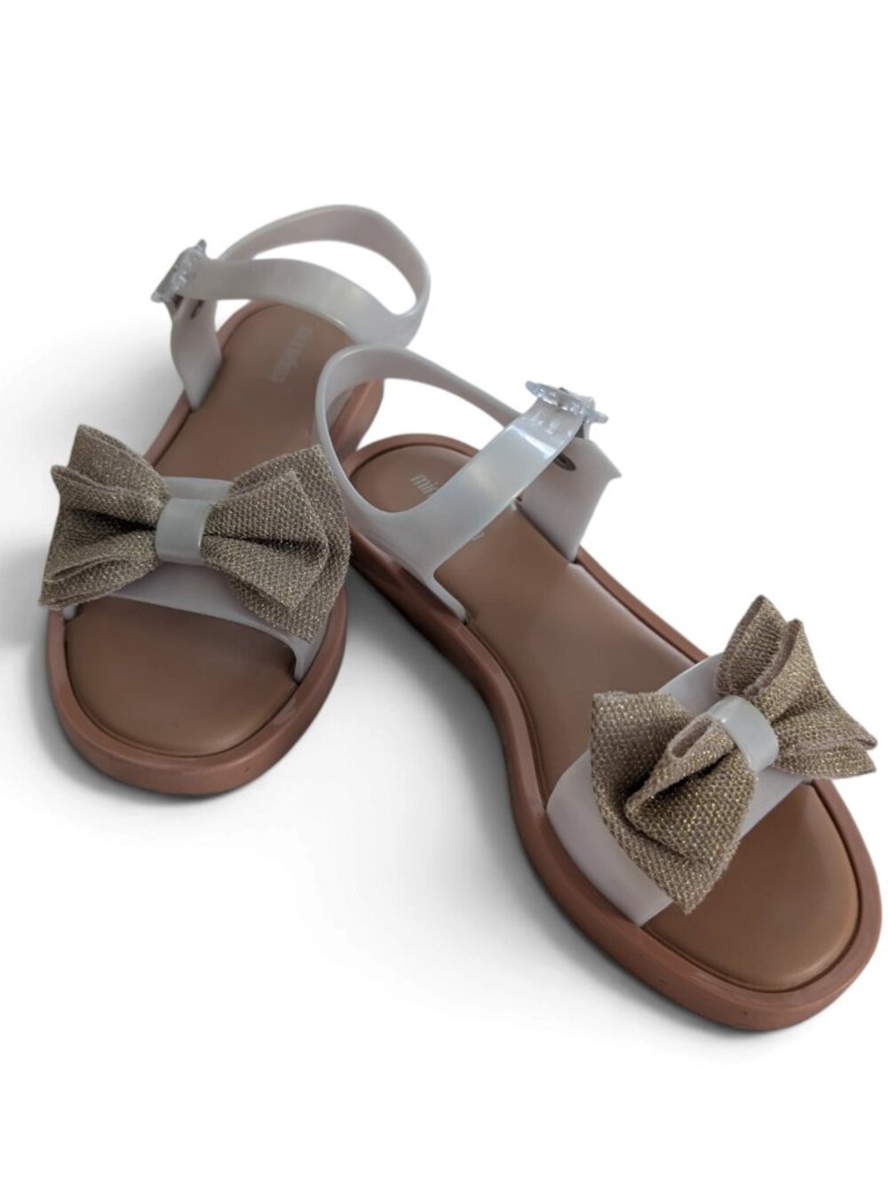 Mini Melissa Bow Jelly Sandals Girls Size 3 White EUC